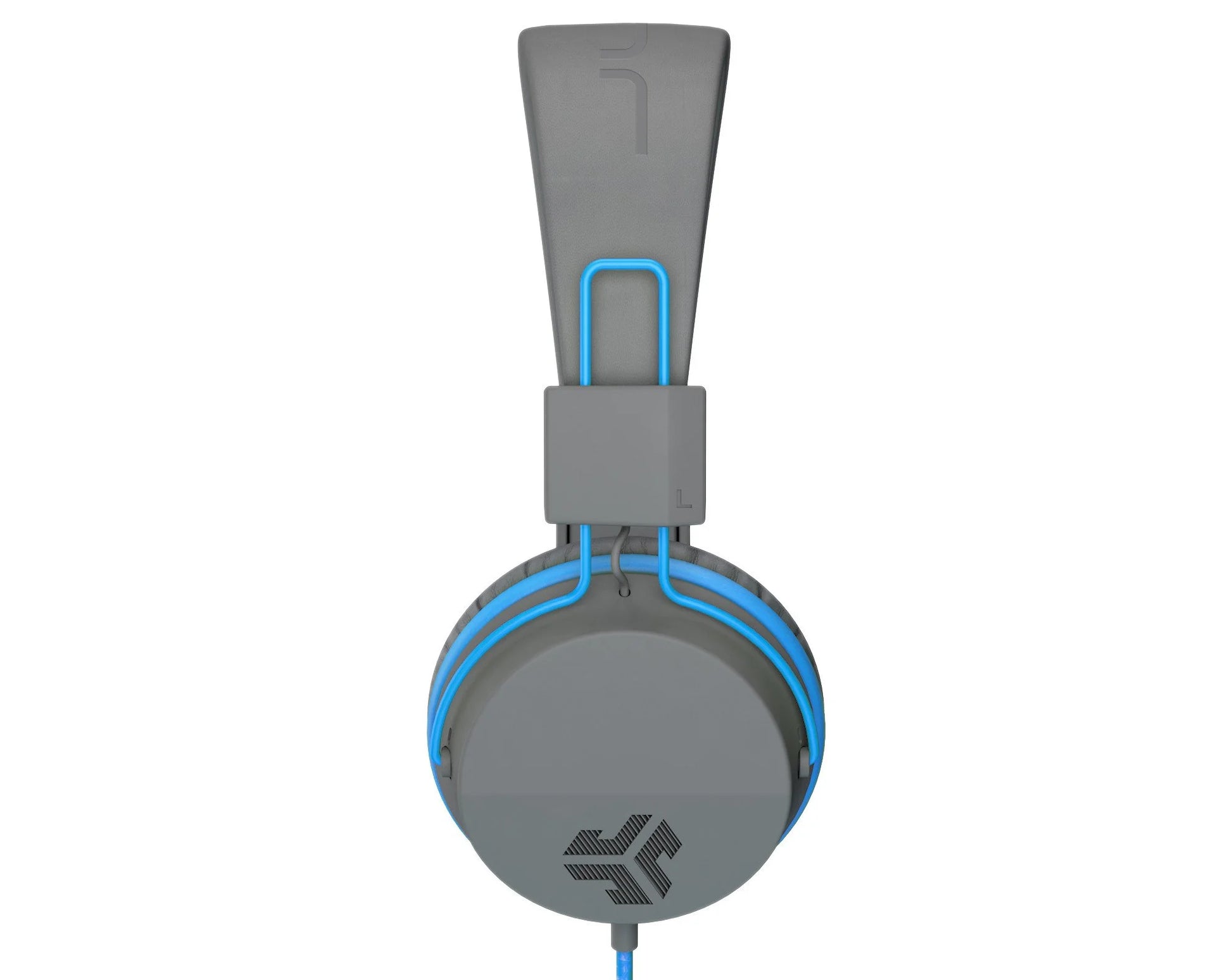 Jbuddies Studio On-Ear Kids Wired Headphones, Grey/Blue, Studio Volume Safe, Volume Limiter, Folding, Adjustable, Noise Isolation, with Mic