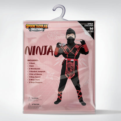 Ninja Dragon Red Costume Outfit Set for Kids Halloween Dress up Party