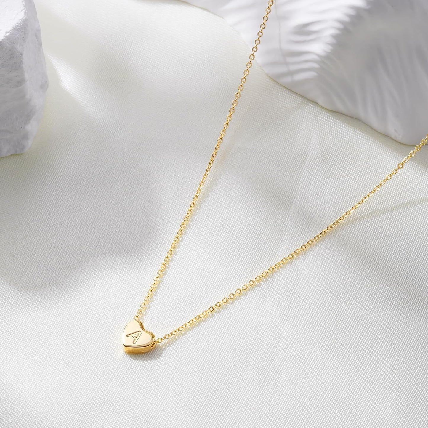 Easter Basket Stuffers for Kids Teen Girls - Dainty 14K Gold Plated Heart Initial A-Z Pendant Letter Heart Necklace Birthday Easter Gifts for Girls Teens Women