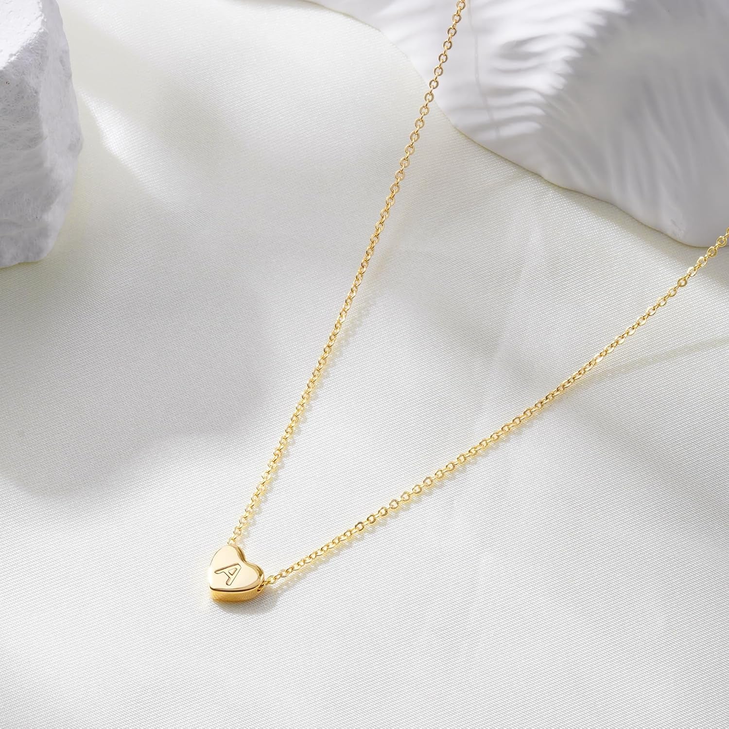 Easter Basket Stuffers for Kids Teen Girls - Dainty 14K Gold Plated Heart Initial A-Z Pendant Letter Heart Necklace Birthday Easter Gifts for Girls Teens Women